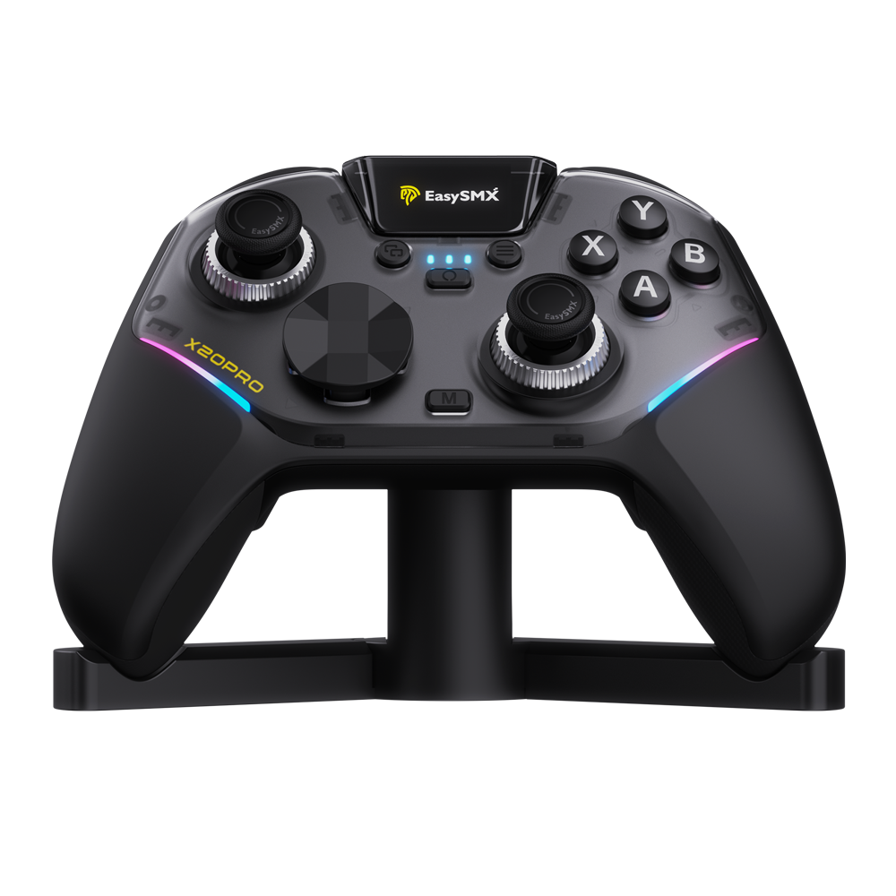 EasySMX® X20 Pro Wireless Multi-platform Gaming Controller with 3-in-1 Magnetic Charging Receiver And Next-Gen TMR Sticks And Visualized Smart Display