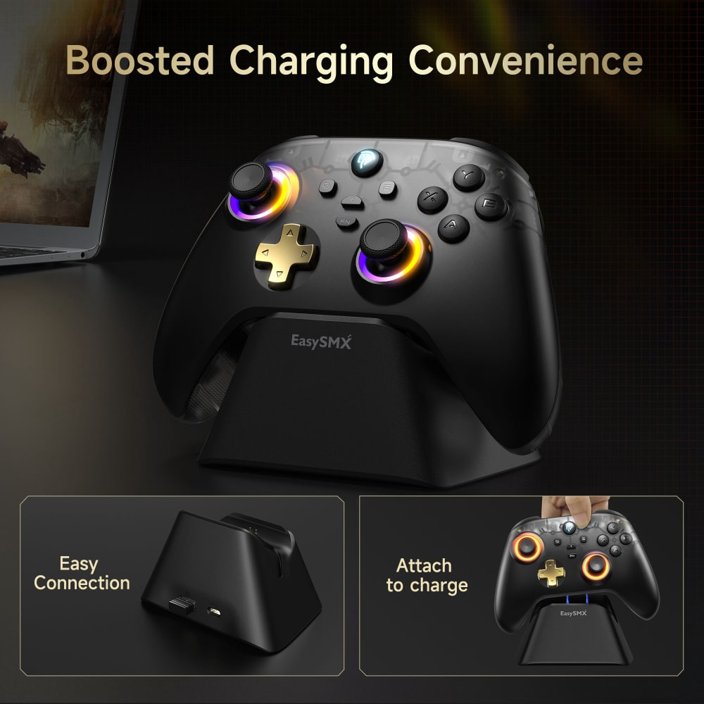 EasySMX® D05 Multiplatform Gaming Controller with Charging Dock, Hall Effect Joysticks and Triggers