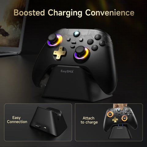 EasySMX® D05 Multiplatform Gaming Controller with Smart Charging Dock, Hall Effect Joysticks and Triggers